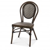Krzesło aluminiowe Rennes, kawiarniane, ogrodowe, siedz.45 cm, tekstylia, ciemno-brązowe, XIRBI 78574